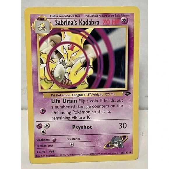 Sabrina\'s Kadabra 58/132 Gym Challenge WOTC 2000 Pokemon‎ Card NM Vintage